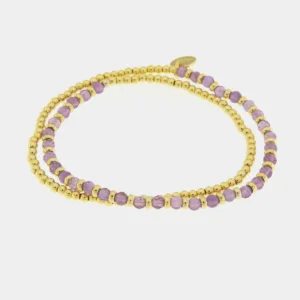 Bracciale in Metallo doppio filo con pietre viola AMOVENEZIA