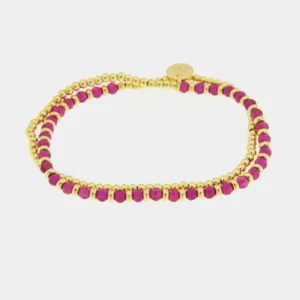 Bracciale in Metallo doppio filo con pietre rosse AMOVENEZIA