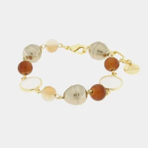 Bracciale in Metallo con crisatlli e perle marroni AMOVENEZIA