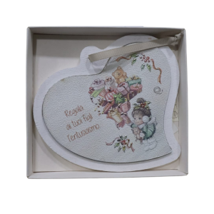 Cuore da appendere con dettaglio “Regala ai tuoi figli l'entusiasmo” – dimensioni 13×14 cm